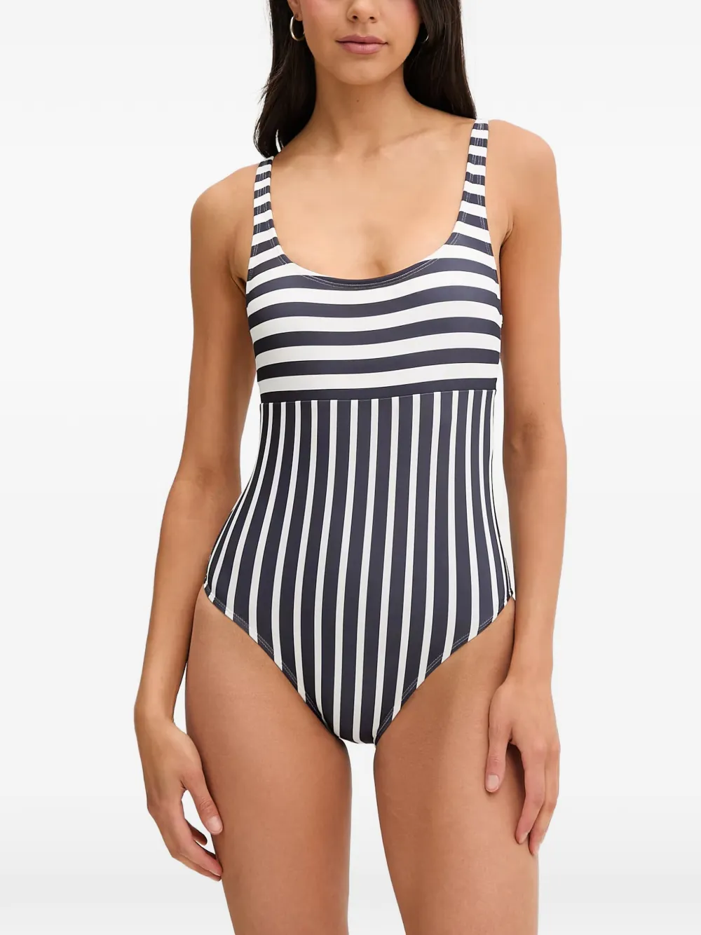 Michael Michael Kors striped scoop-neck swimsuit - Blu