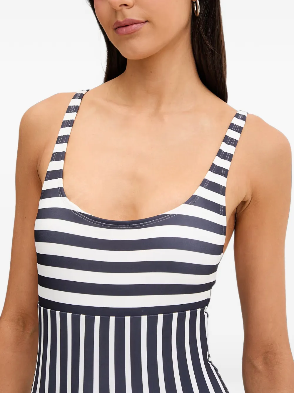 Michael Kors striped scoop-neck swimsuit Blauw
