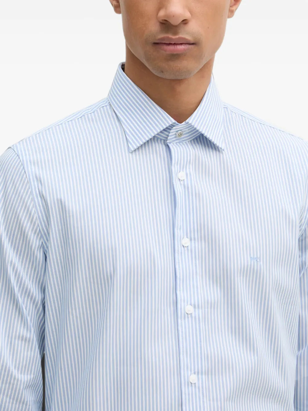 Michael Kors Gestreept slim-fit overhemd van katoenen stretch Wit