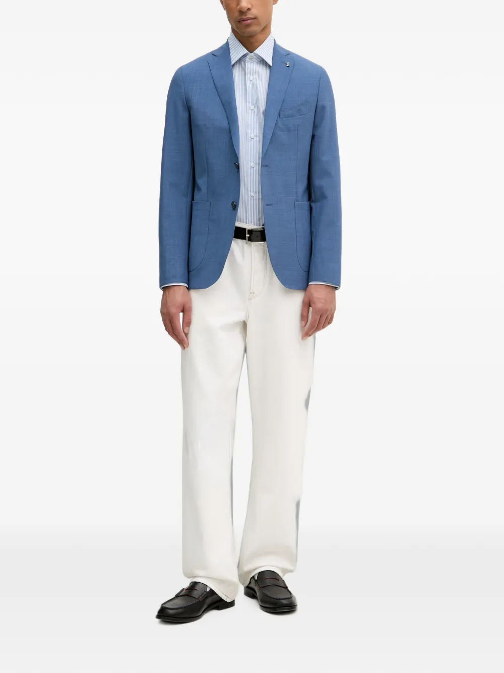 Michael Kors Gestreept slim-fit overhemd van katoenen stretch Wit