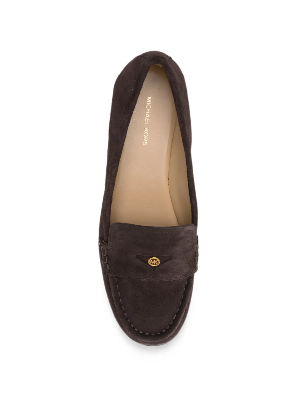 Michael Kors Jennings suède loafers met logoplakkaat Bruin