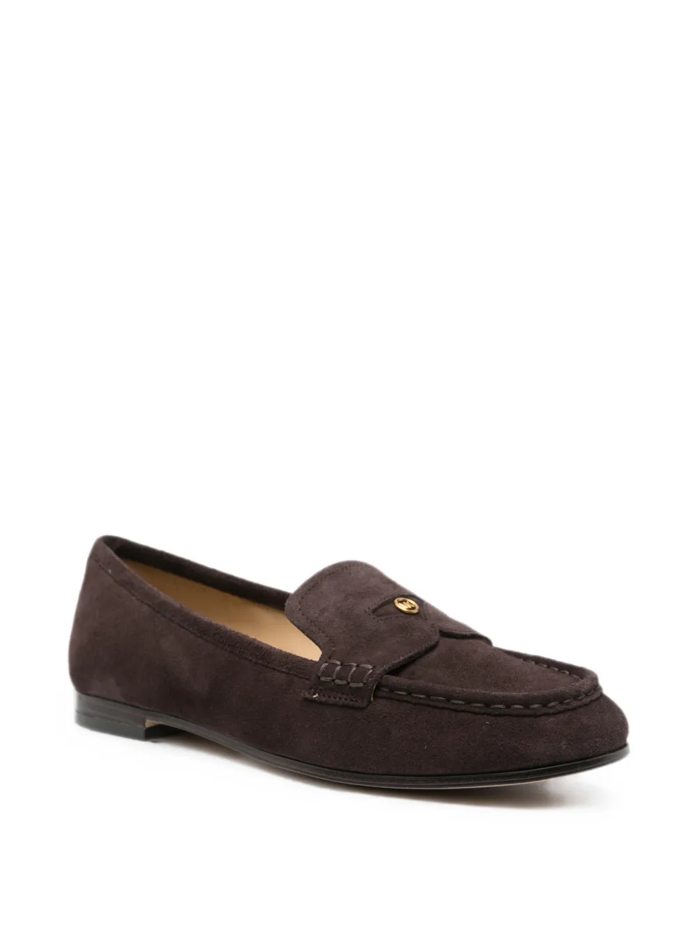 Michael Kors Jennings suède loafers met logoplakkaat Bruin