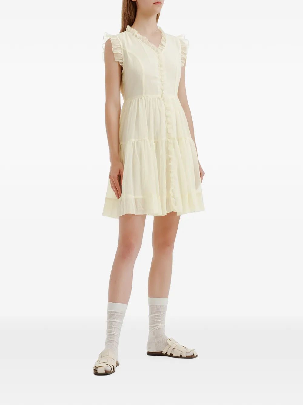 b+ab Mini-jurk met ruches Geel