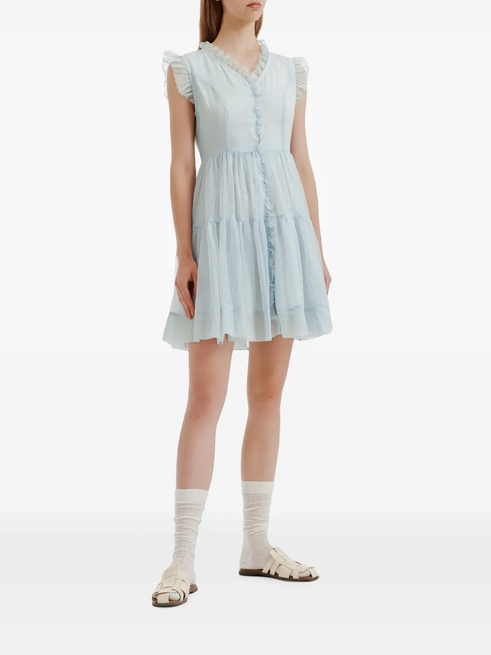 b+ab Mini-jurk met ruches Blauw