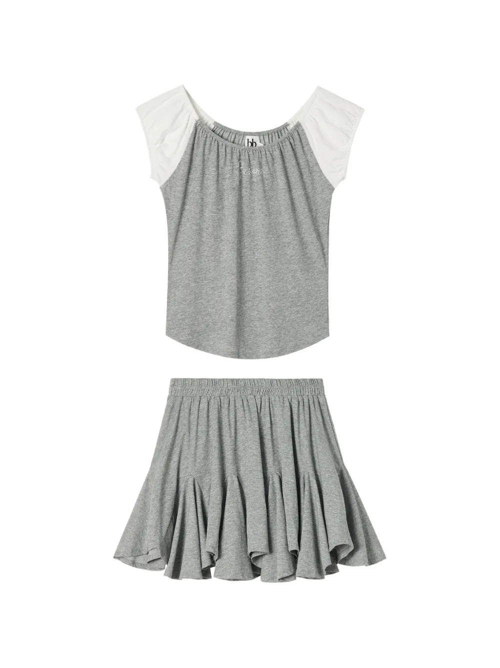 b+ab embellished top and skirt set - Grigio