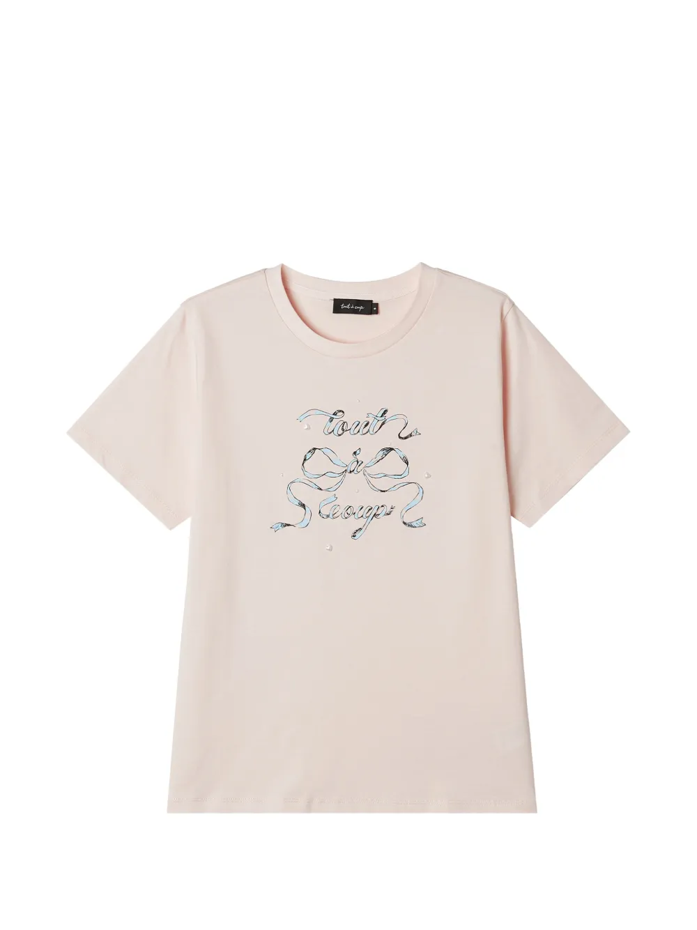 tout a coup bow-print faux-pearl T-shirt