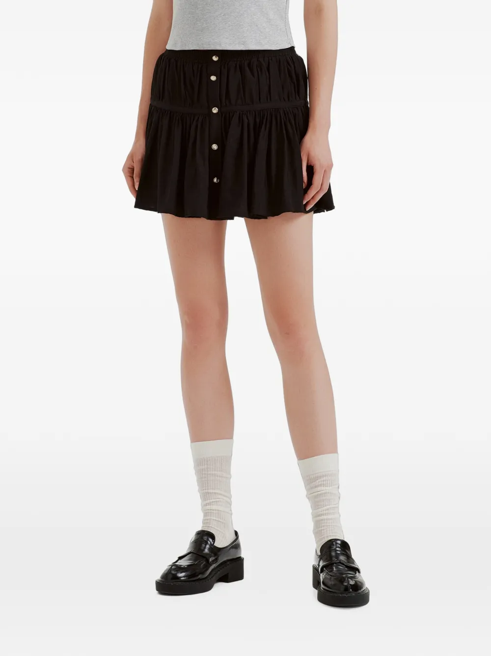 b+ab Mini-rok met ruches en knopen Zwart