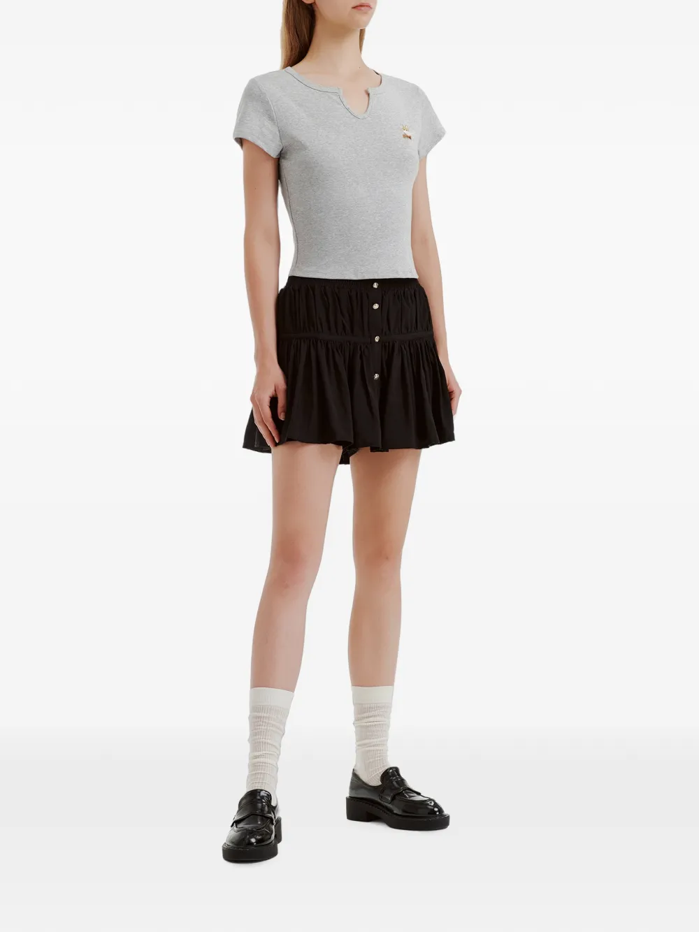 b+ab Mini-rok met ruches en knopen Zwart