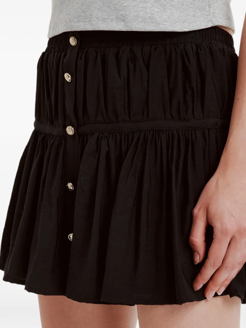 b+ab Mini-rok met ruches en knopen Zwart