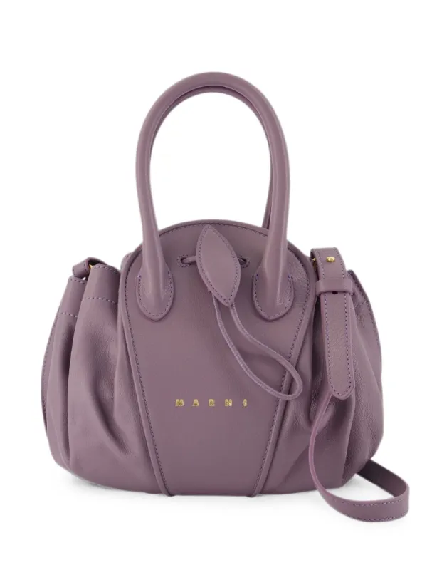Marni Tulipea Leather Tote Bag in Purple