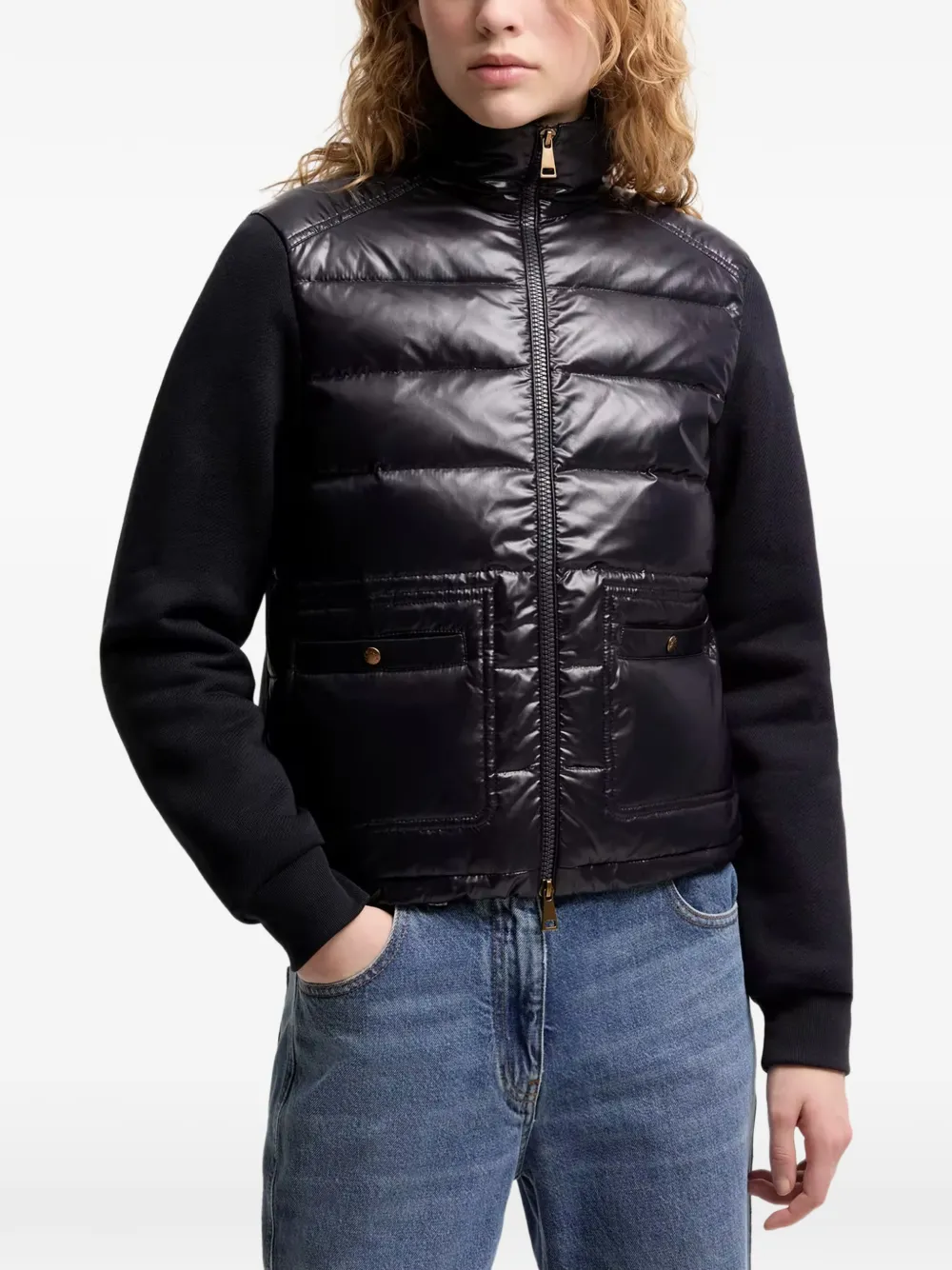  Moncler Quilted Panelled Jacket - Azul 