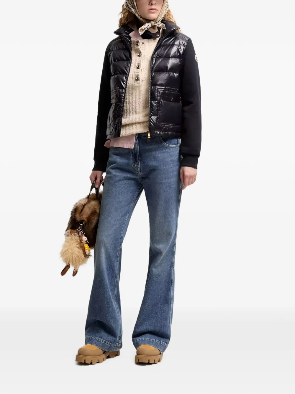  Moncler Quilted Panelled Jacket - Azul 