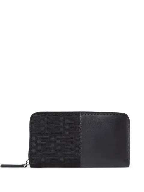FENDI FF jacquard zip-around black wallet