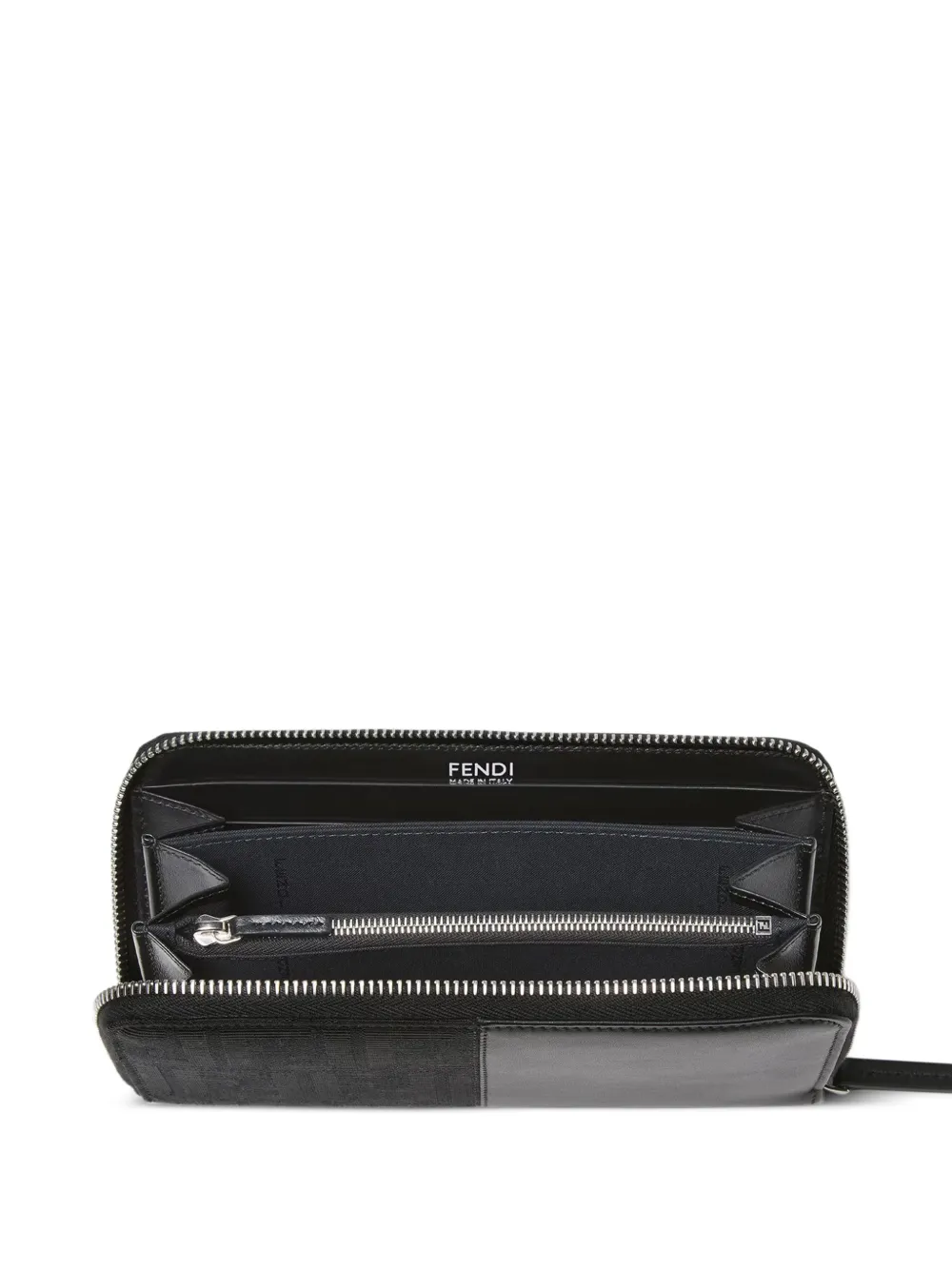 FENDI Zwarte portemonnee met FF-jacquard en rits