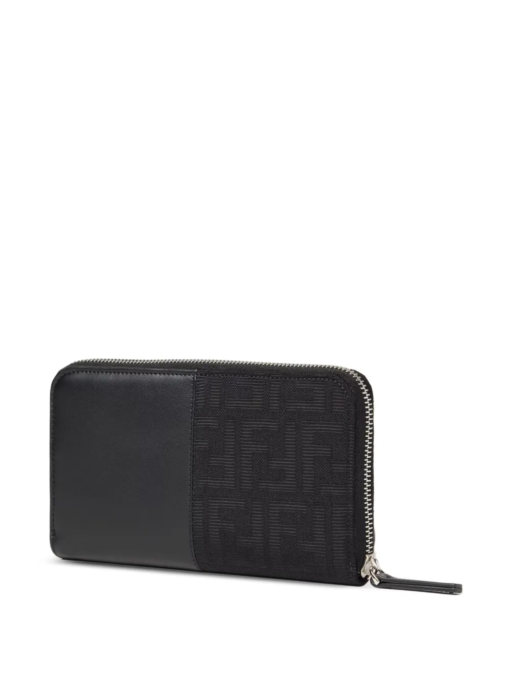 FENDI Zwarte portemonnee met FF-jacquard en rits