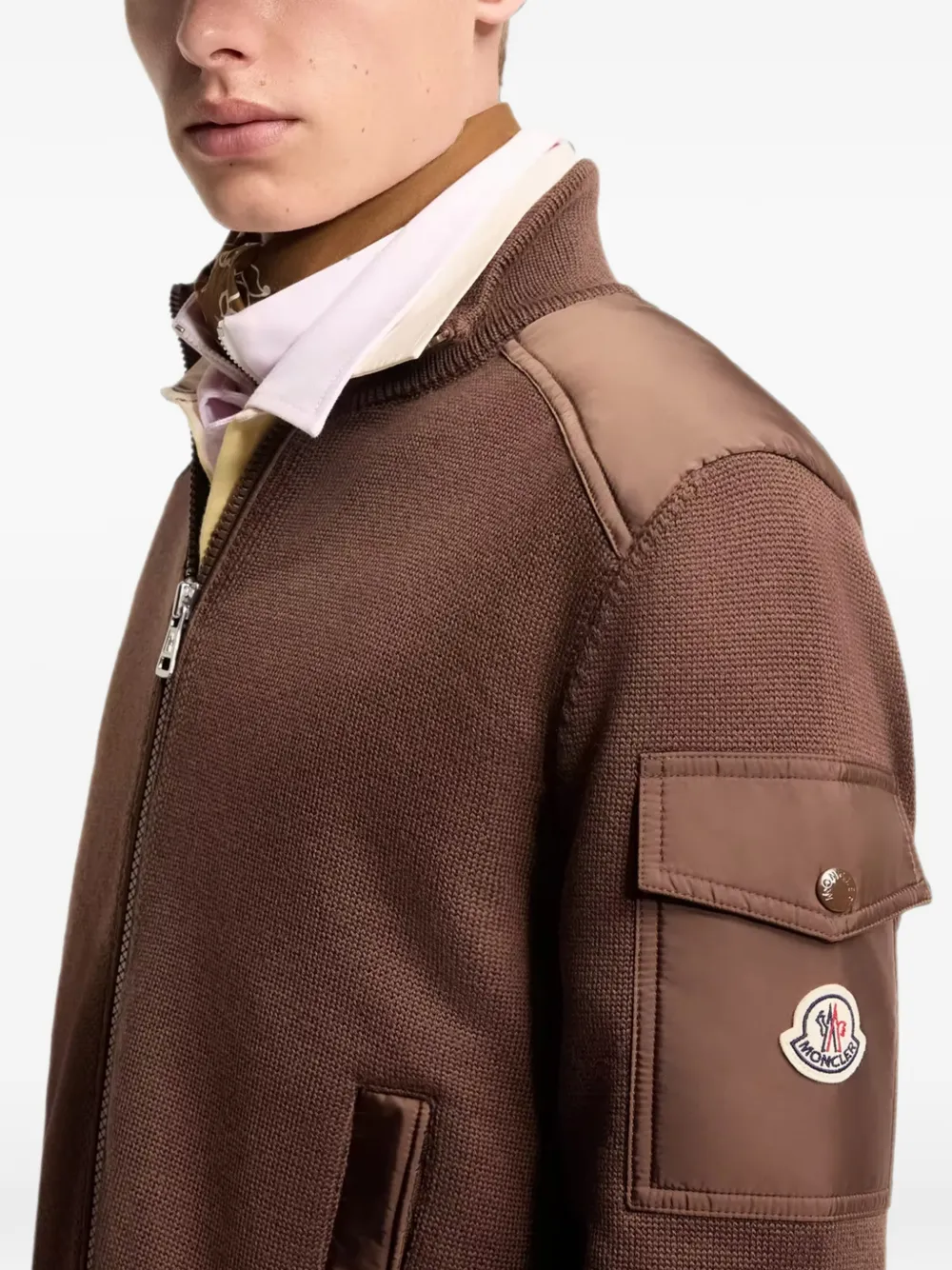 Moncler Gewatteerd wollen vest met rits Bruin