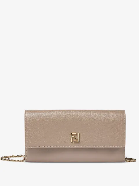FENDI dove gray leather chain wallet