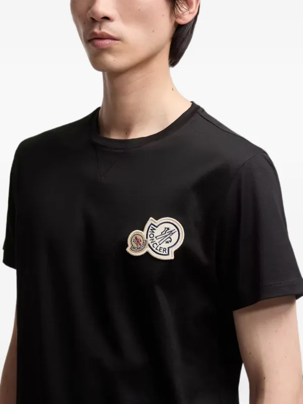 Moncler Double logo-patch T-shirt | Black | FARFETCH
