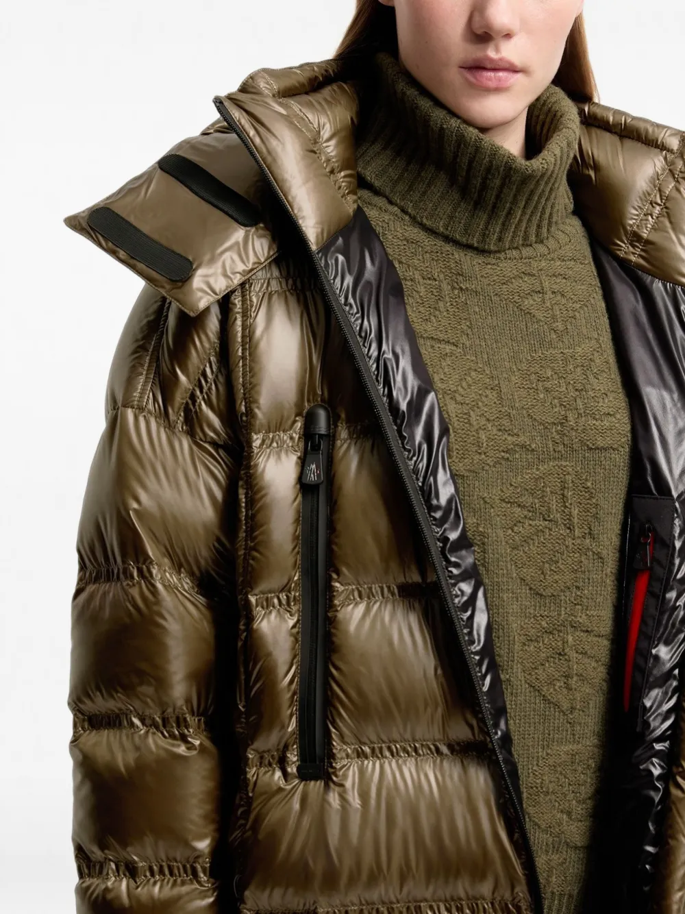 Moncler Grenoble Rochelairs gewatteerde jas met capuchon Groen