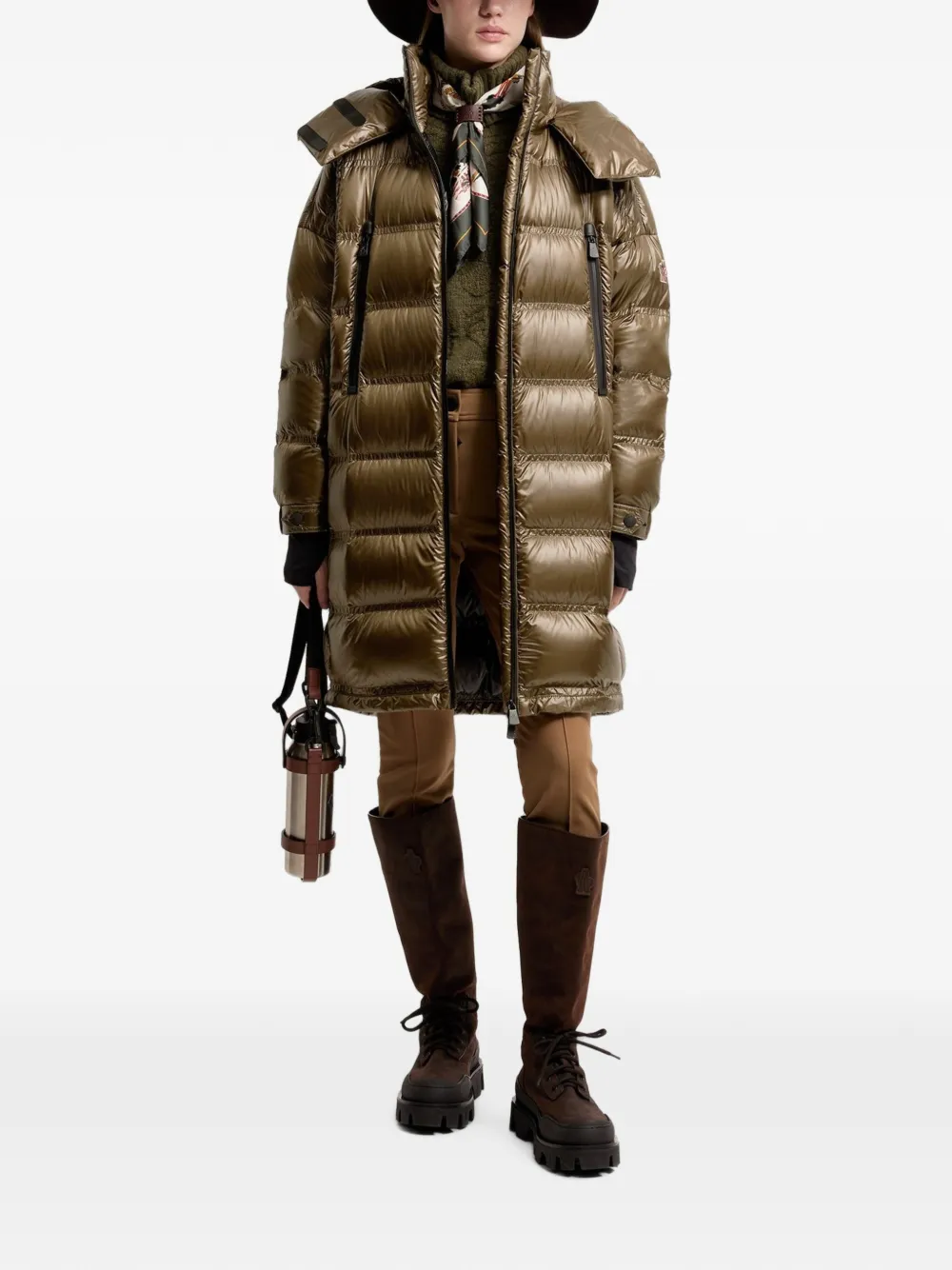 Moncler Grenoble Rochelairs gewatteerde jas met capuchon Groen