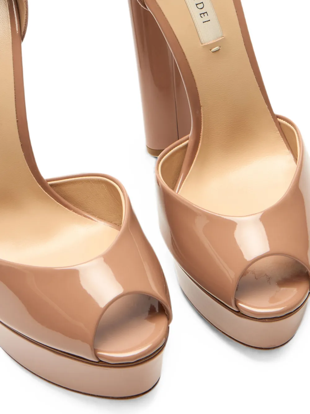 Casadei Flora patent leather sandals Bruin