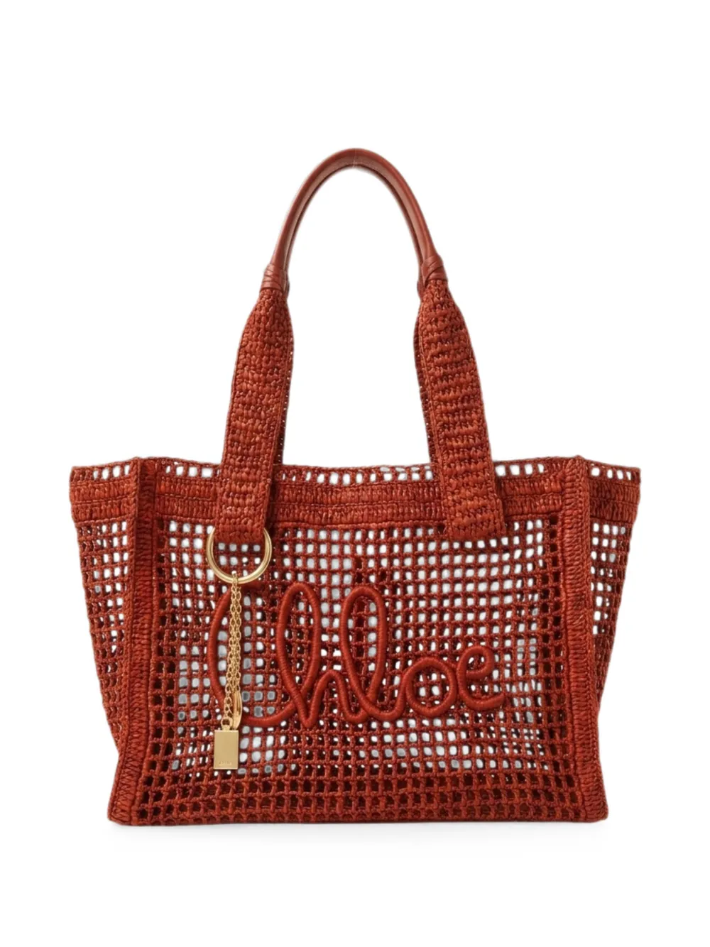 Chloé Borsa tote con applicazione logo - Arancione