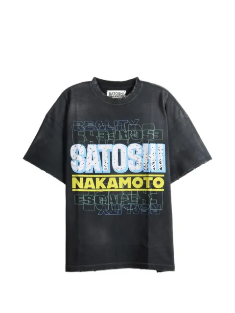SATOSHI NAKAMOTO logo-print crew-neck T-shirt