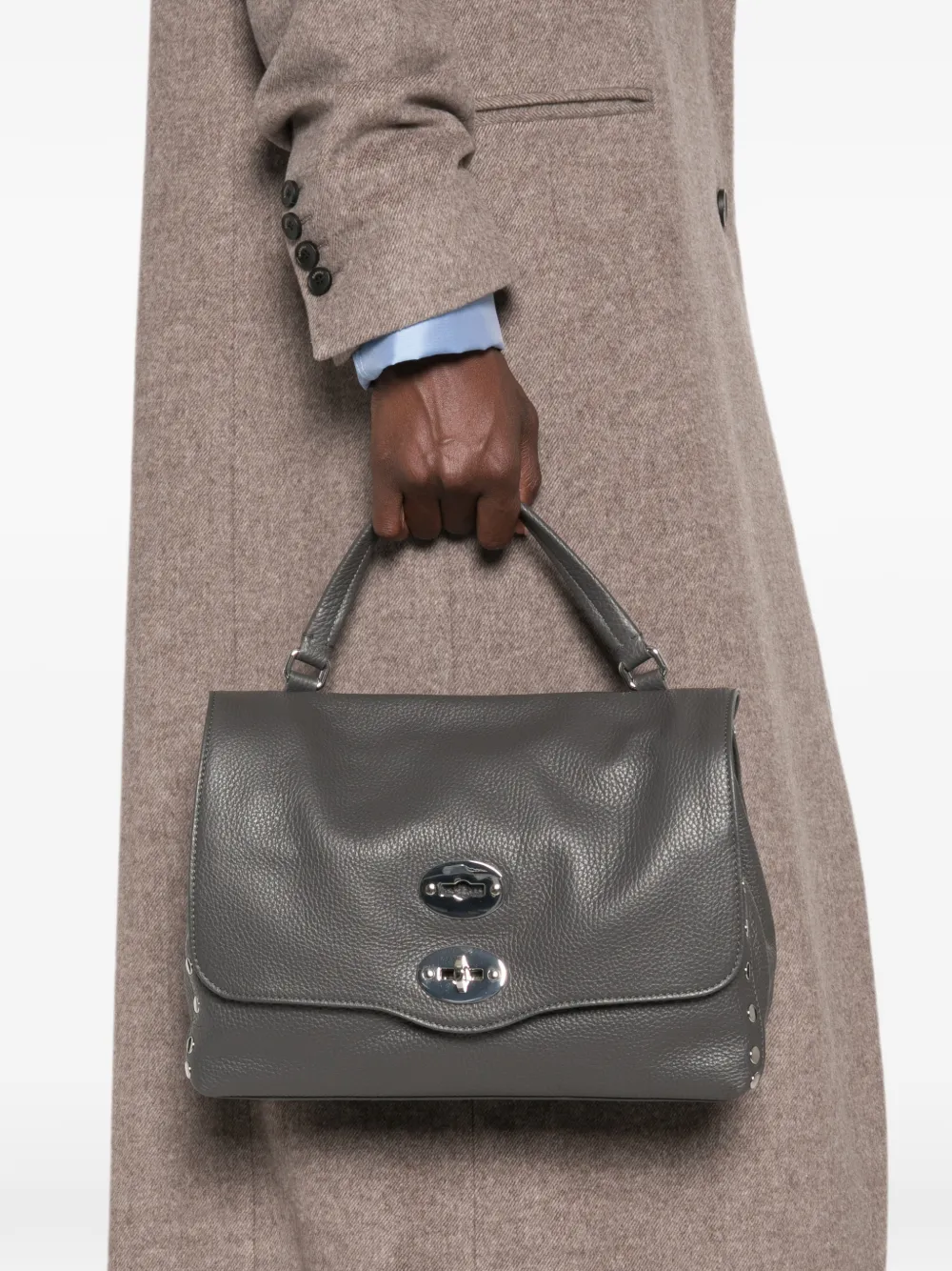 Zanellato Postina leren shopper Grijs