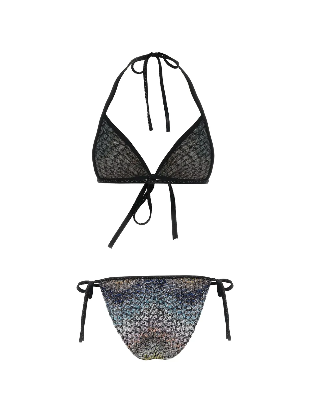 Missoni Caperoni bikini verfraaid met pailletten en zigzag patroon Zwart