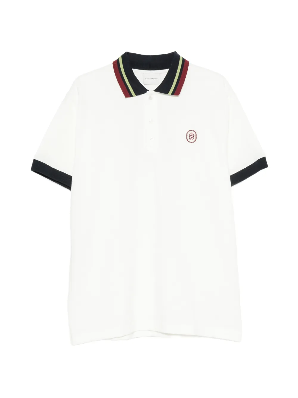 Drôle De Monsieur logo-embroidered striped-collar polo shirt - Weiß