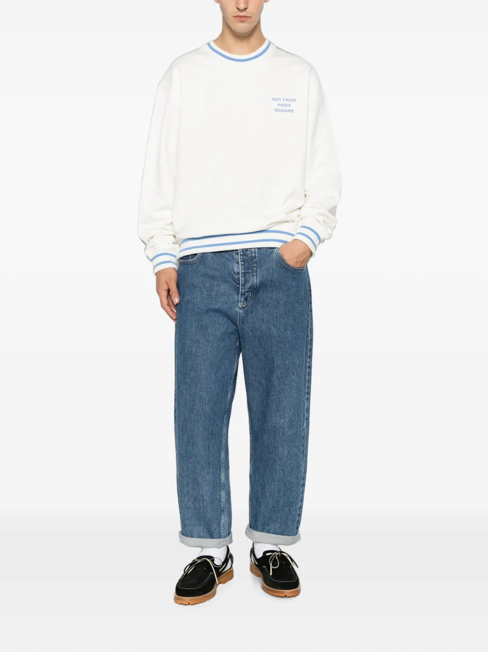 Drôle De Monsieur Sport Slogan sweater Wit