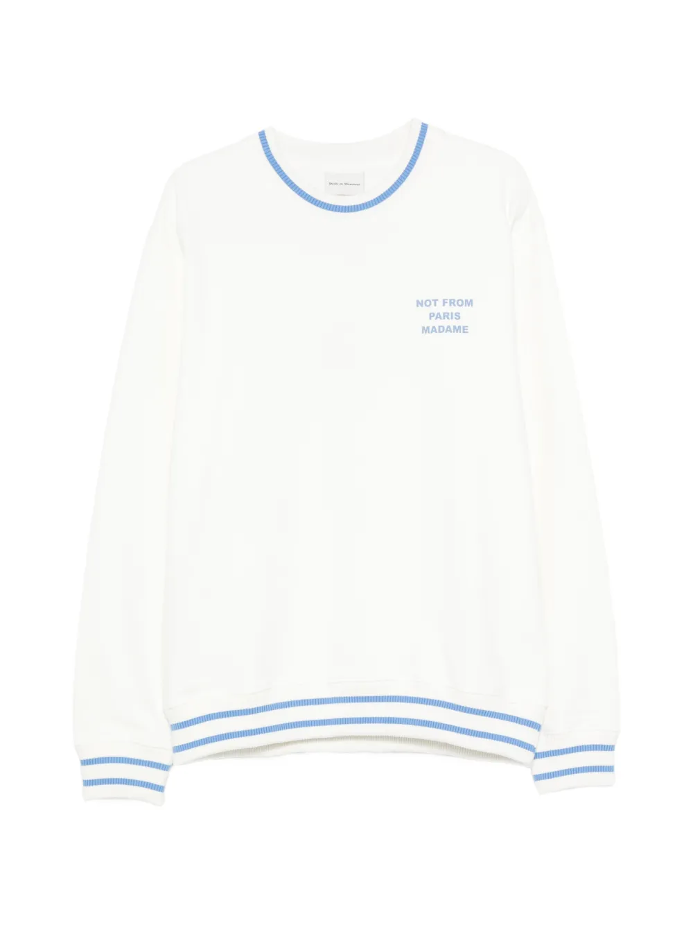 Drôle De Monsieur slogan-print striped-trim sweatshirt - Bianco