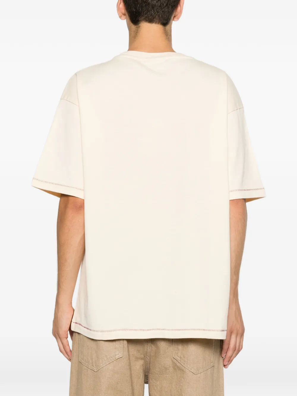 Drôle De Monsieur T-shirt met borduurwerk Beige