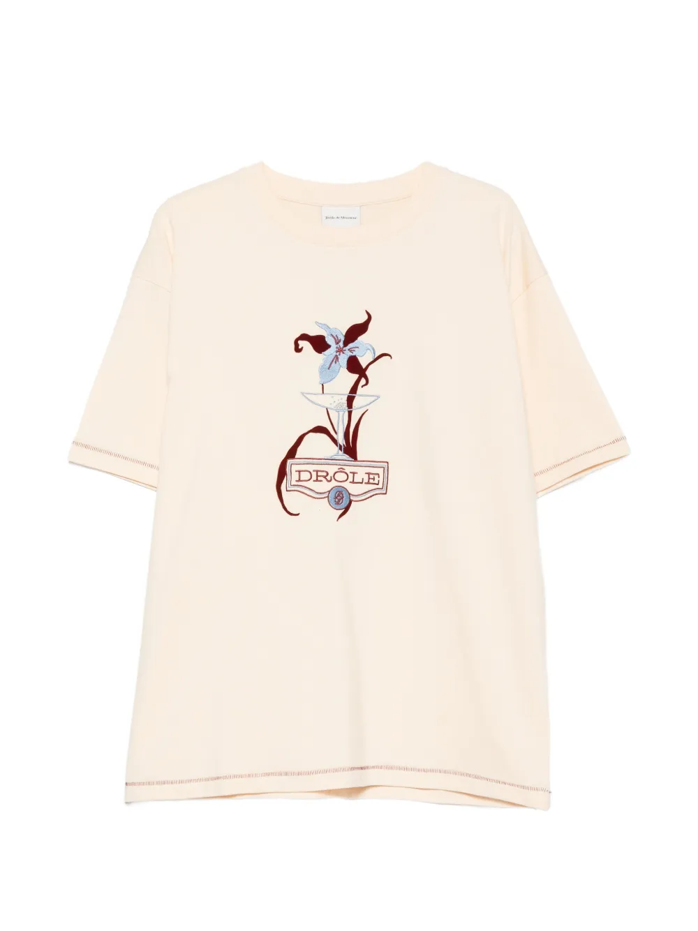 Drôle De Monsieur embroidered-graphic T-shirt - Nude