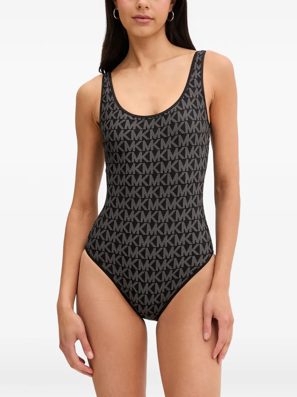 Michael Michael Kors reversible logo scoopneck swimsuit - Nero
