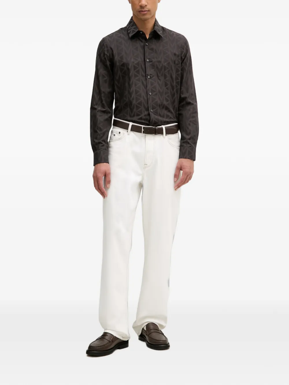 Michael Kors monogram-print long-sleeve shirt Zwart