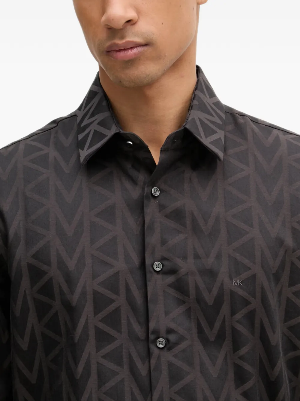 Michael Kors monogram-print long-sleeve shirt Zwart