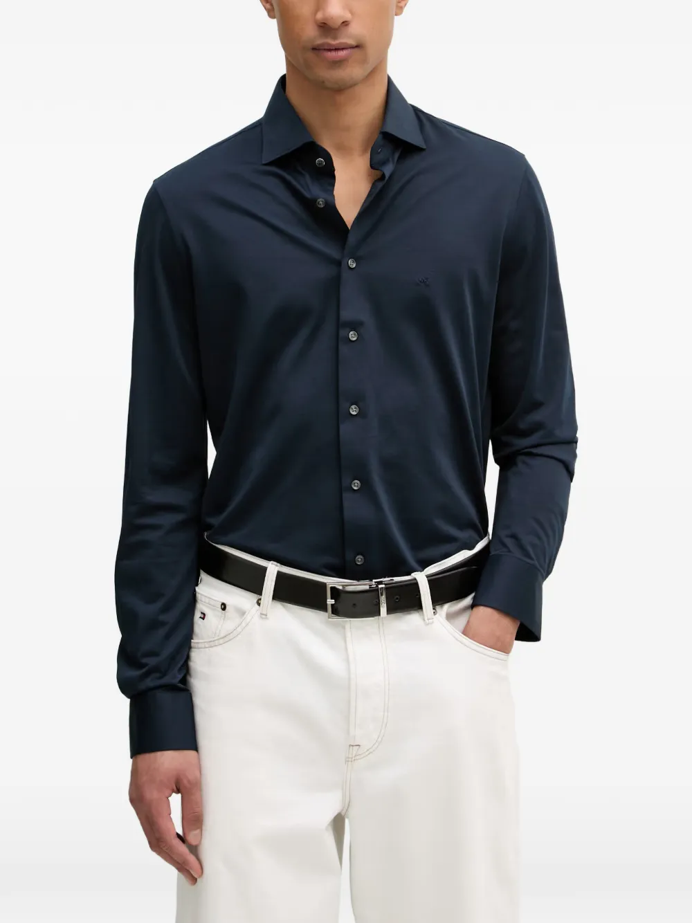 Michael Kors logo-embroidered long-sleeve shirt - Blu