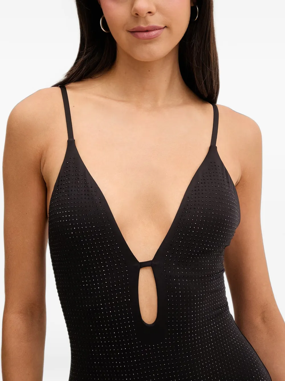 Michael Kors rhinestone-embellished swimsuit Zwart