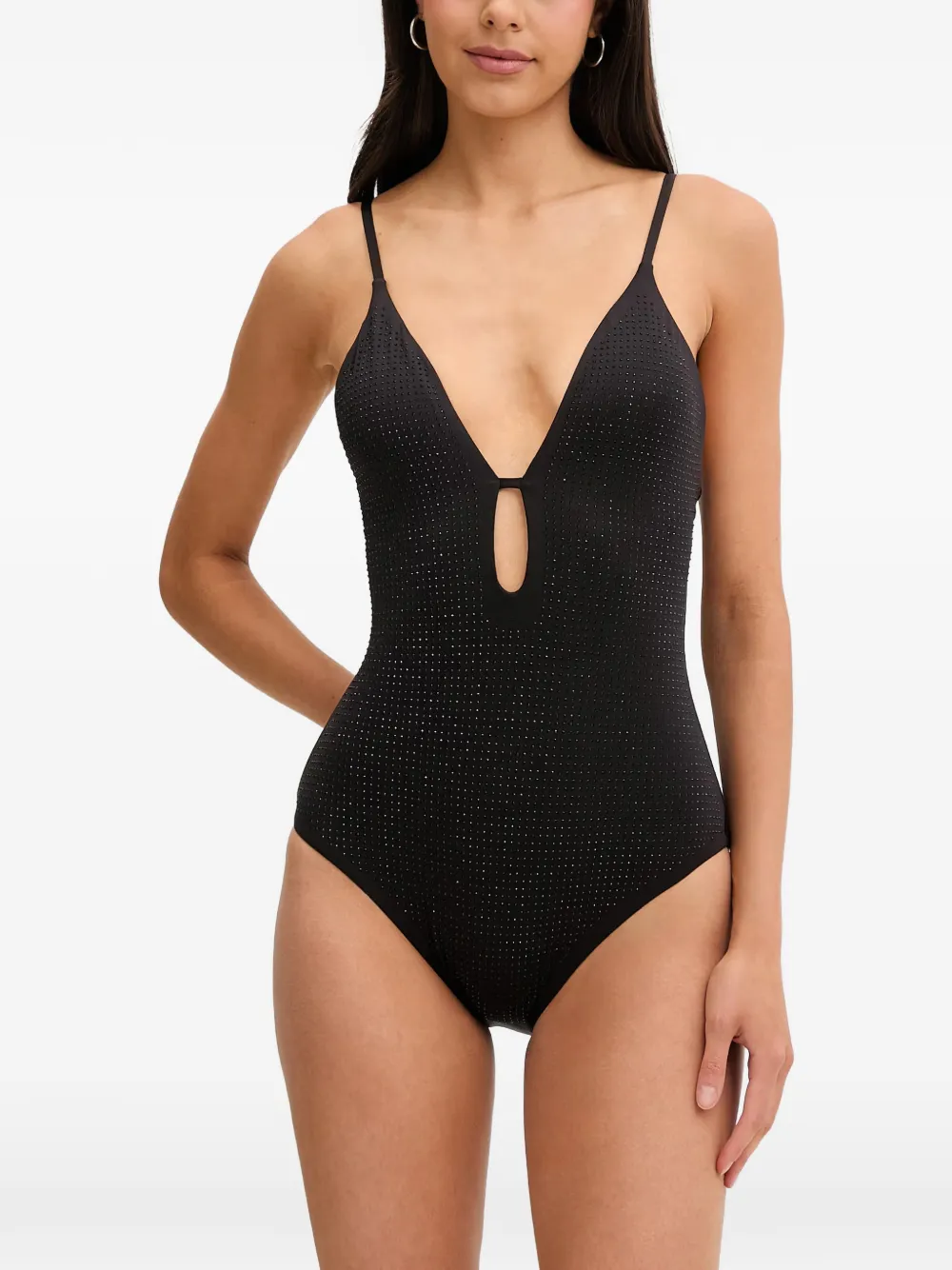 Michael Michael Kors rhinestone-embellished swimsuit - Nero