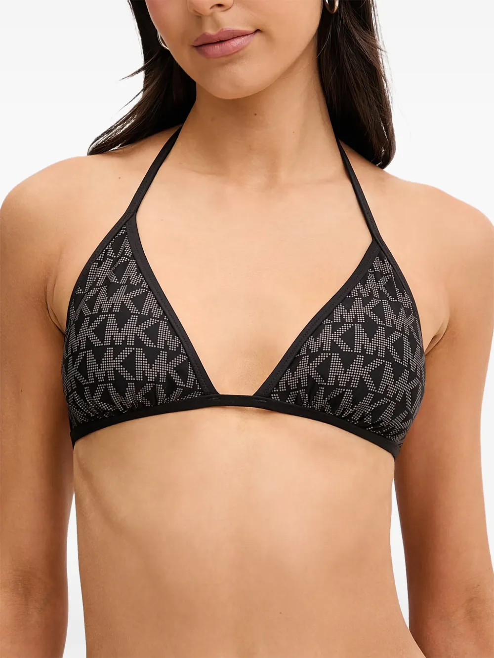 Michael Kors reversible logo triangle bikini top Zwart