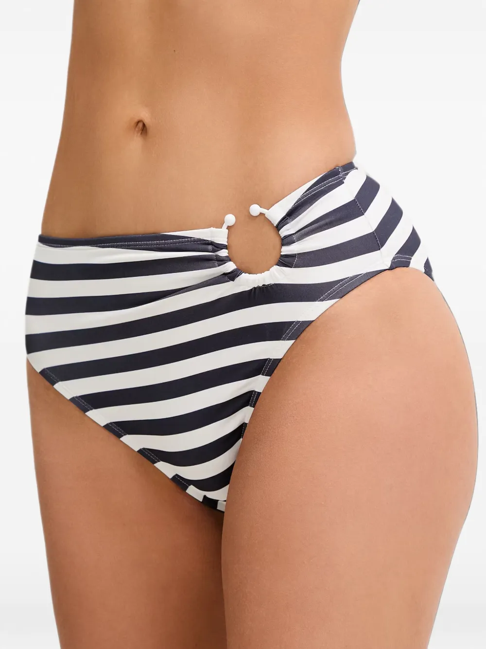 Michael Michael Kors striped ring-detail bikini bottoms - Blu