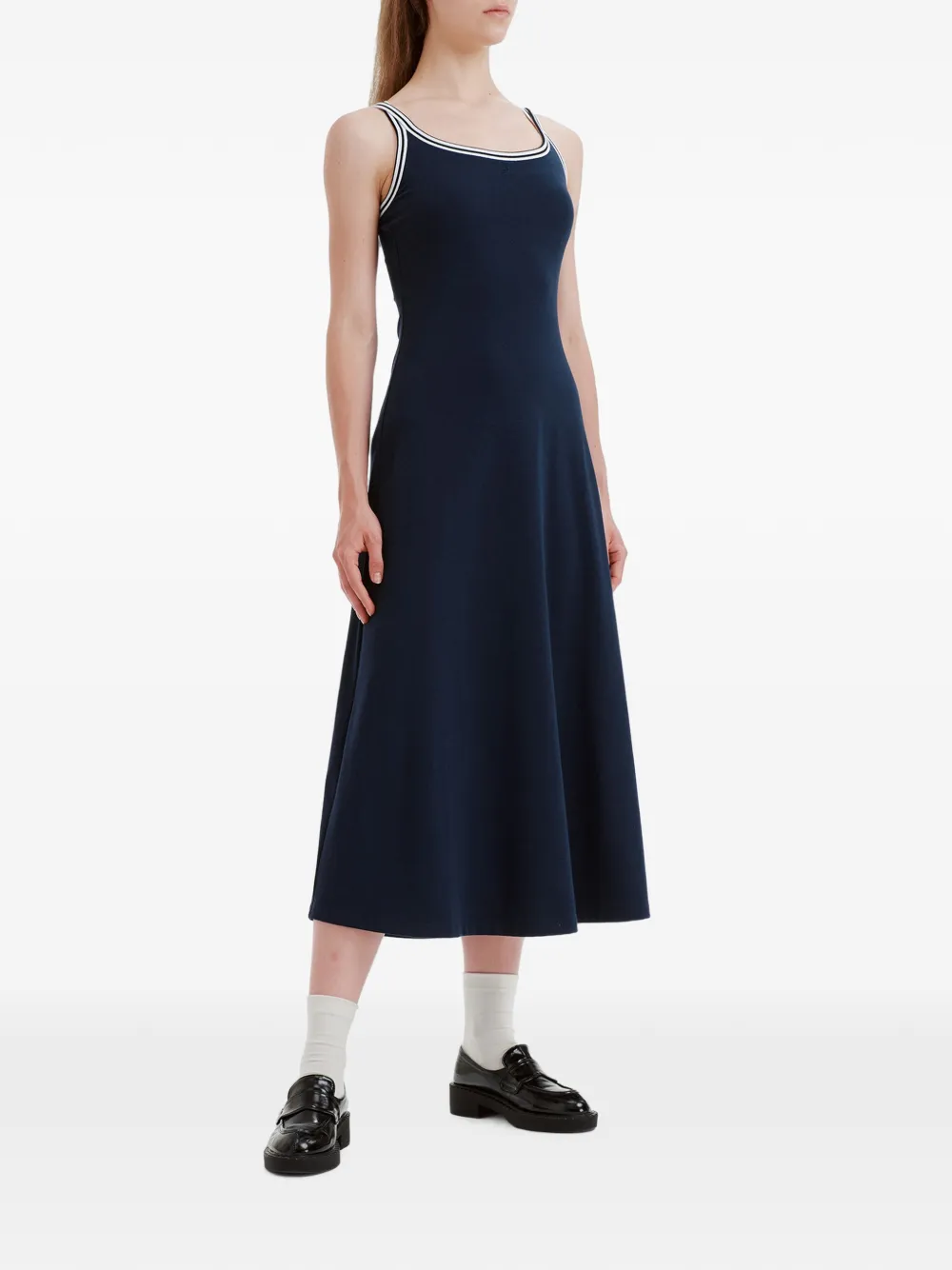 b+ab midi-jurk met gekruiste bandjes en contrasterende afwerking Blauw