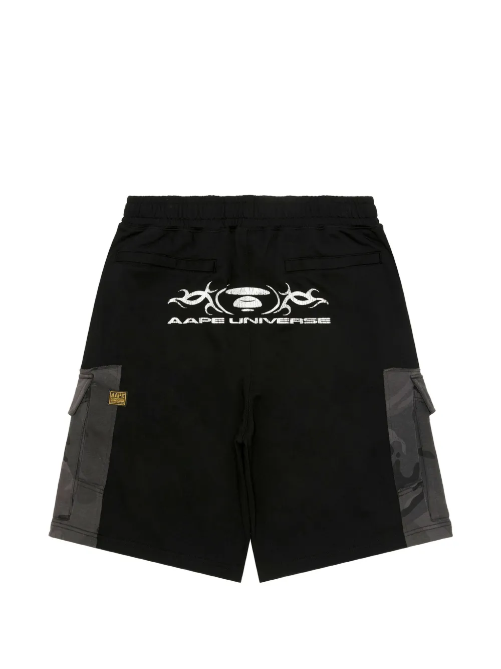 AAPE BY *A BATHING APE AAPEUNVS shorts met camouflage-print en logo-print Zwart