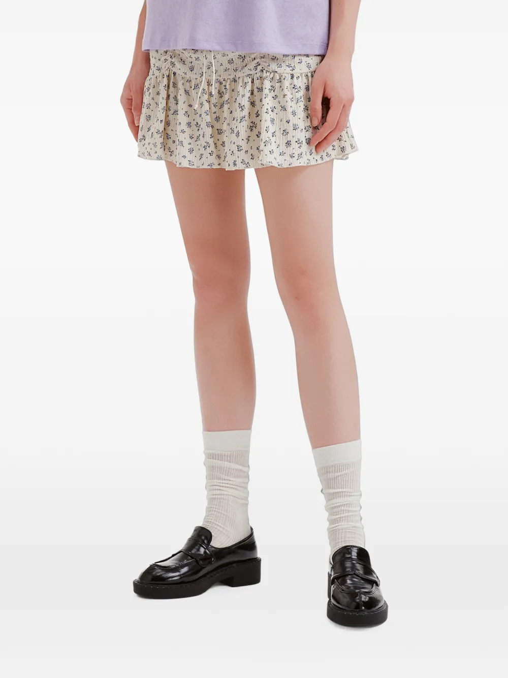 b+ab Rok met bloemenprint Beige