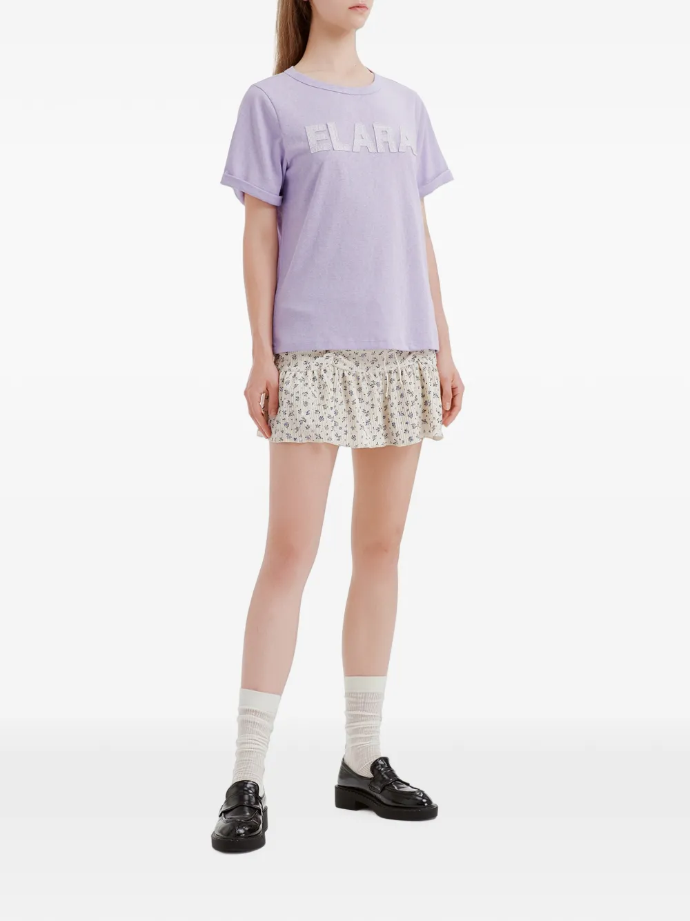b+ab Rok met bloemenprint Beige