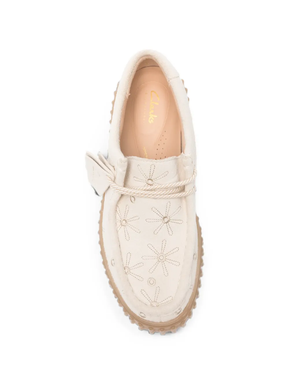 Clarks Torhill Bee embroidered platform loafers Beige
