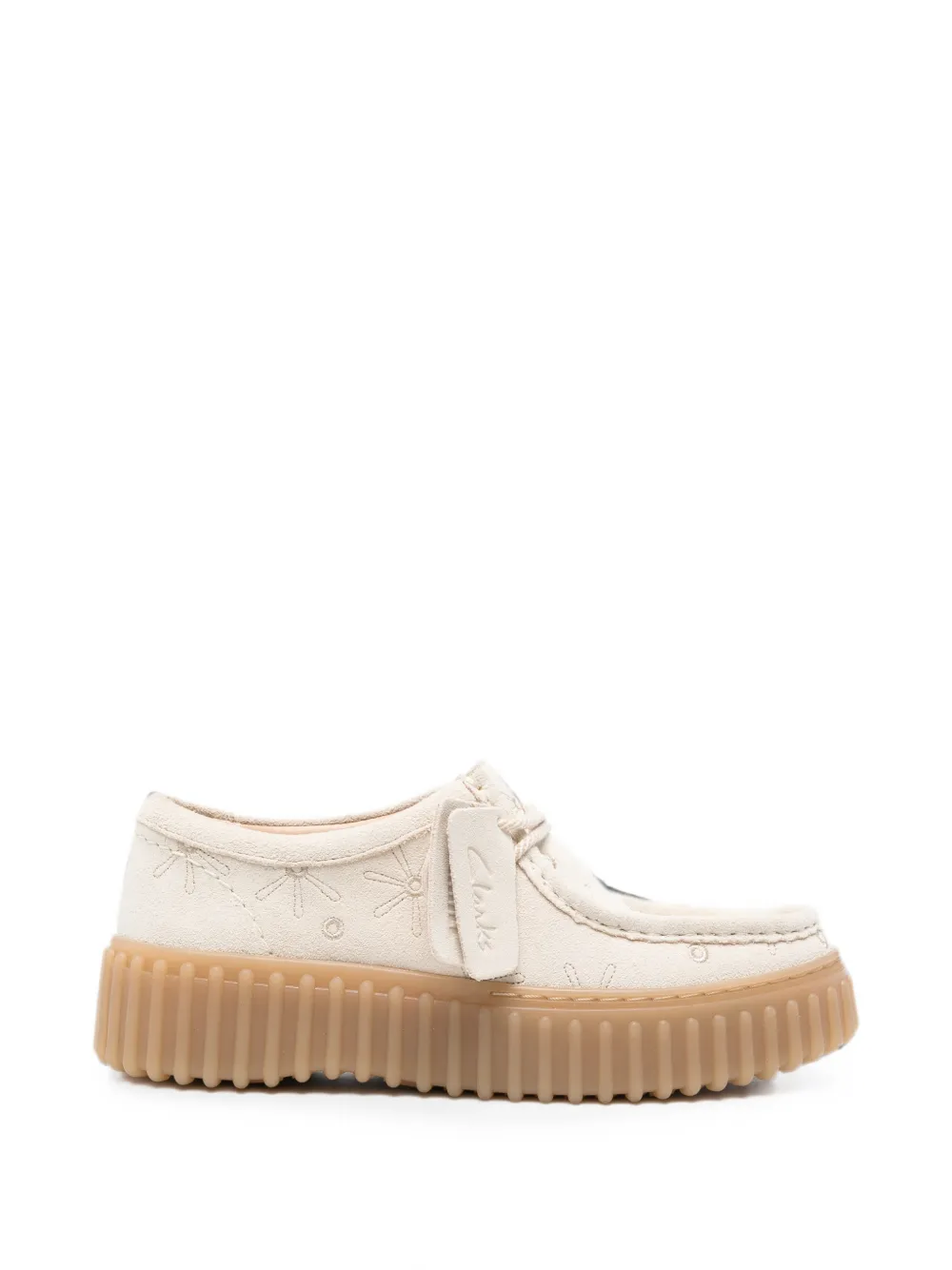 Clarks Torhill Bee embroidered platform loafers Beige