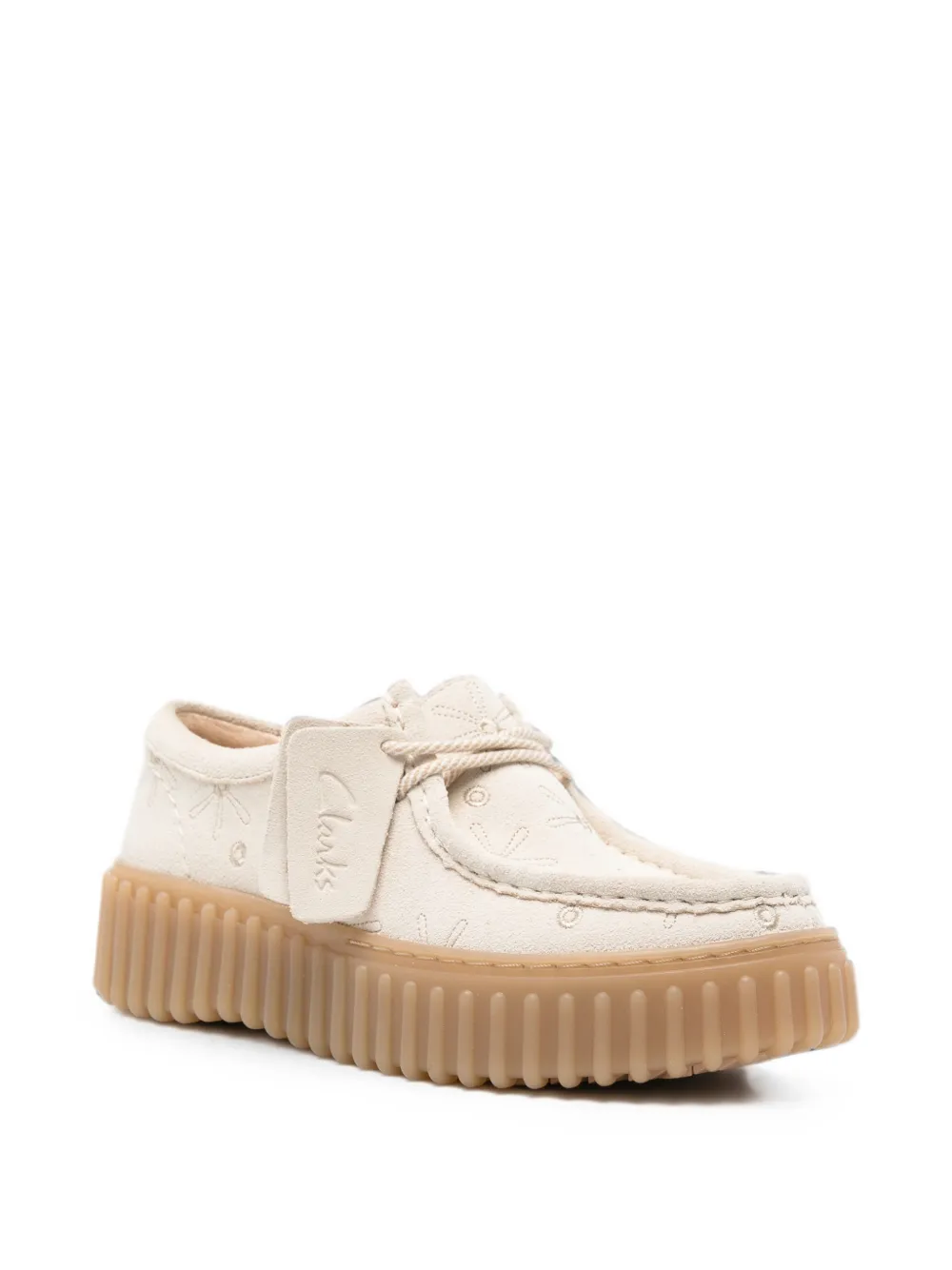 Clarks Torhill Bee embroidered platform loafers Beige