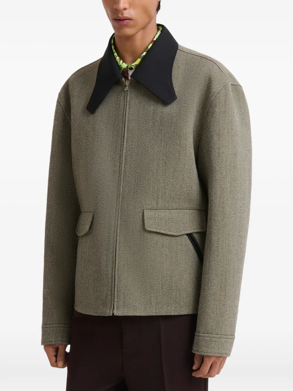 Marni Tupe tweed jas met sculpturale kraag Grijs